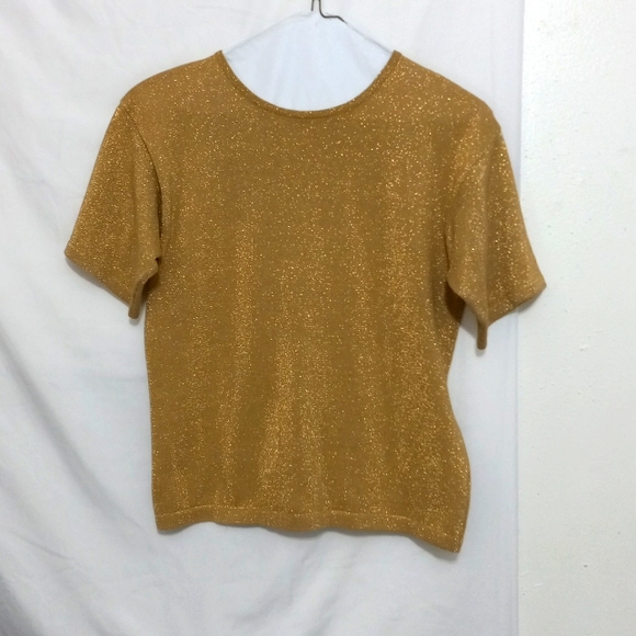 ADAM DOUGLAS/ADRIANNCE PAPELL GOLD GLITTER SWEATER - Picture 1 of 3